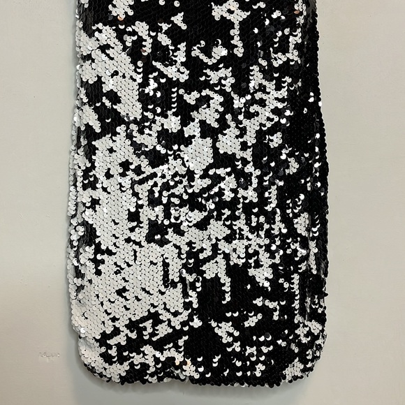 Aidan Mattox black and white sequin mini dress - Picture 3 of 10
